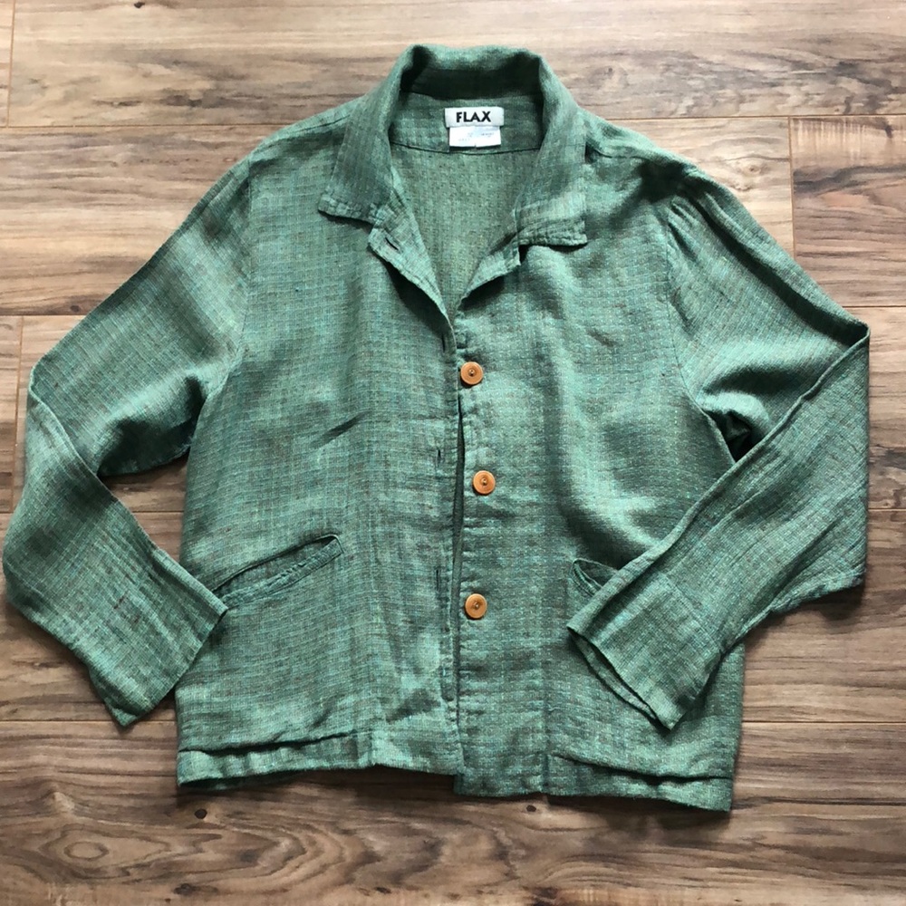 FLAX green jacket shirt size S